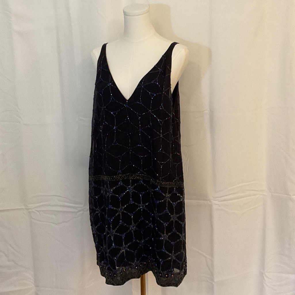 French Connection Black And Silver Mini Dress